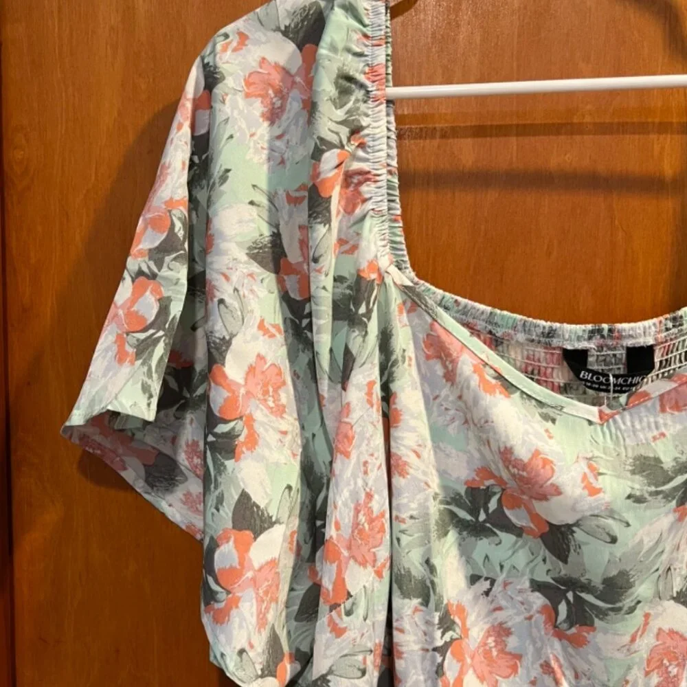 BloomChic Mint Green Floral Tiered Midi Dress - Size 1X - Picture 5 of 5